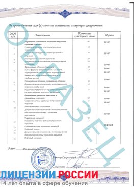 Образец приложение к диплому (страница 2) Ленинск-Кузнецкий Профессиональная переподготовка сотрудников 